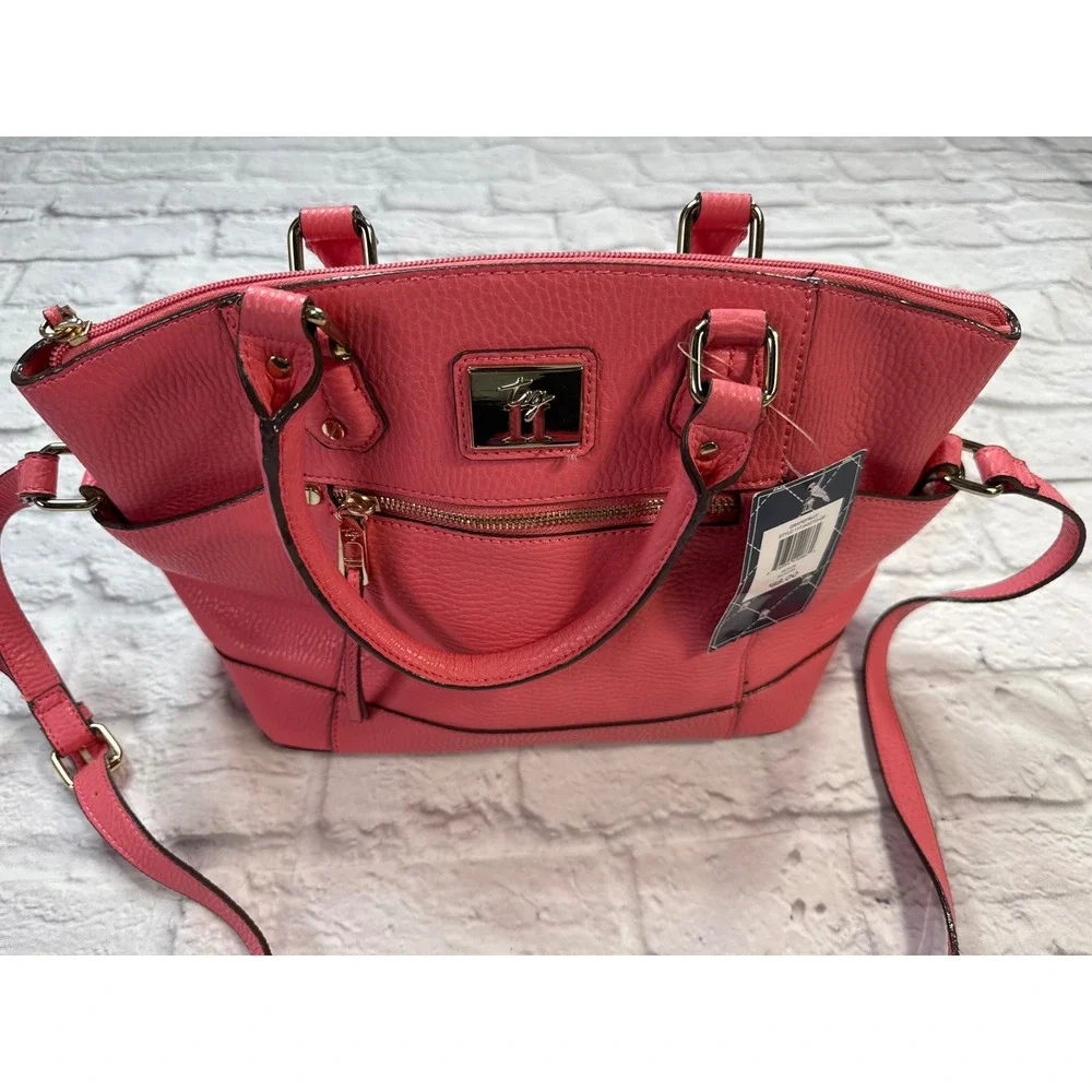 Tignanello Royce Satchel Womens‎ Medium Grapefruit Pink New Pebbled Leather Bag